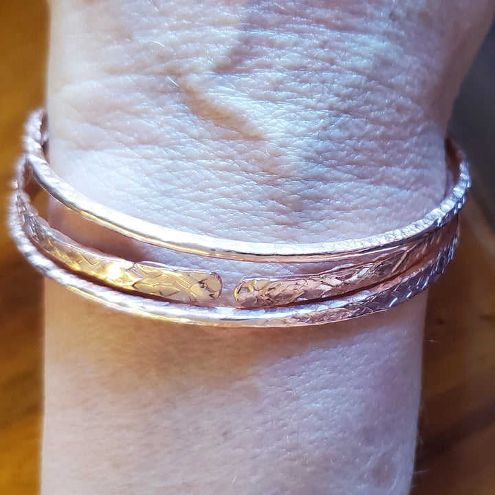 Stackable Hammered Double Canted Angle Bangles - Bangles /Bracelets - Alexa Martha Designs   