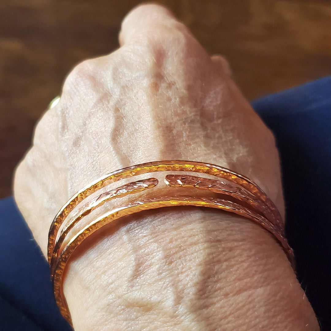 Stackable Hammered Double Canted Angle Bangles - Bangles /Bracelets - Alexa Martha Designs   