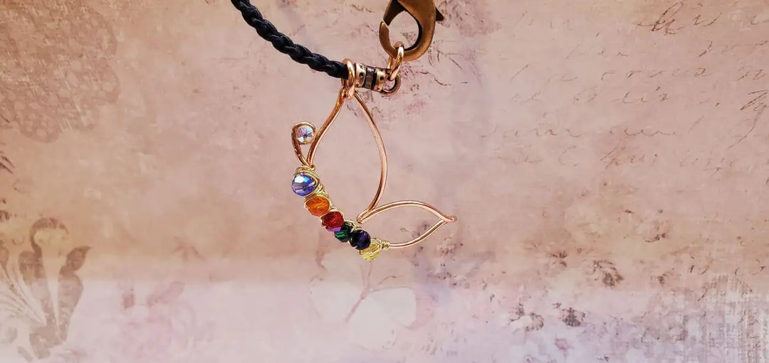 Crystal Wire Wrapped Butterfly Autism Awareness Necklace