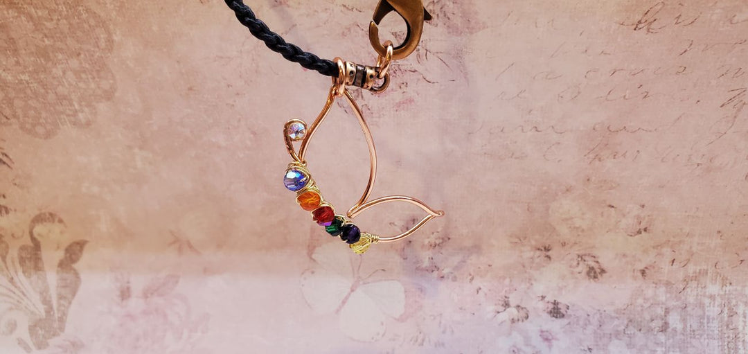 Crystal Wire Wrapped Butterfly Autism Awareness Necklace