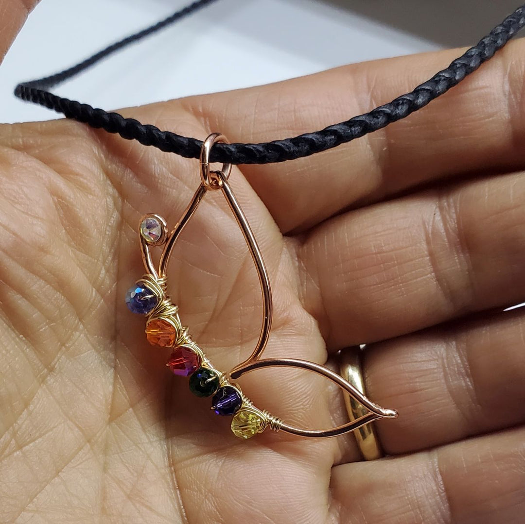 Crystal Wire Wrapped Butterfly Autism Awareness Necklace