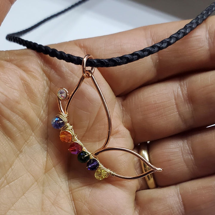 Crystal Wire Wrapped Butterfly Autism Awareness Necklace