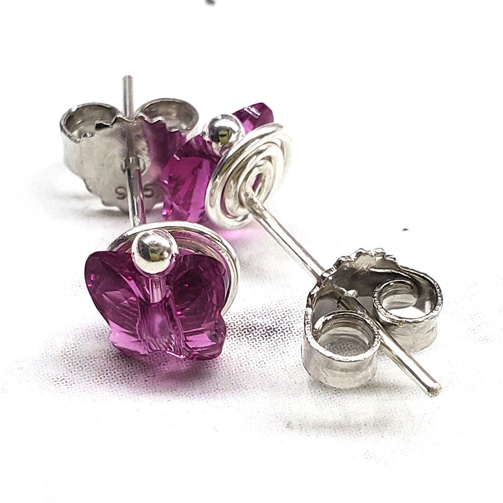 Handmade 5mm Spiral Butterfly Earring Studs