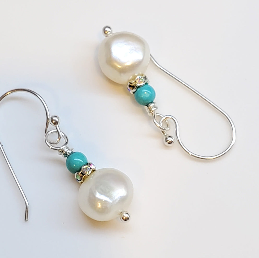 AMD1310-AMD1310-2-AMD1310-3 10mm Freshwater Baroque Pearl Sterling Silver Crystal Dangle Earrings - Earrings - Alexa Martha Designs   