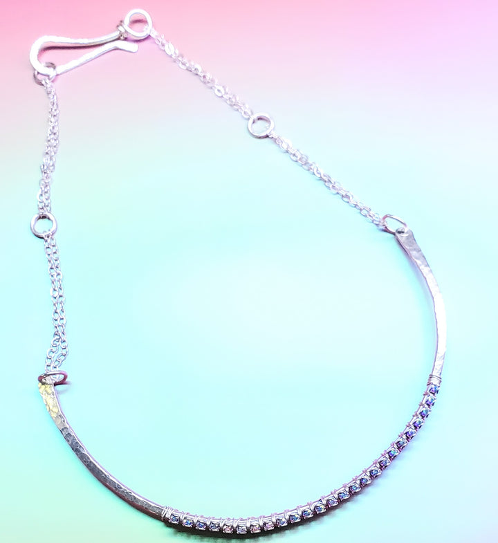 AMD1312 Heavy Gauge 925 Silver Wire Wrapped Swarovski Crystal Choker Necklace - Choker Necklace - Alexa Martha Designs   