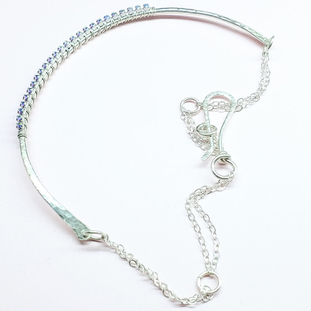 AMD1312 Heavy Gauge 925 Silver Wire Wrapped Swarovski Crystal Choker Necklace - Choker Necklace - Alexa Martha Designs   
