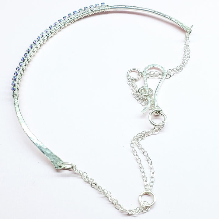 AMD1312 Heavy Gauge 925 Silver Wire Wrapped Swarovski Crystal Choker Necklace - Choker Necklace - Alexa Martha Designs   