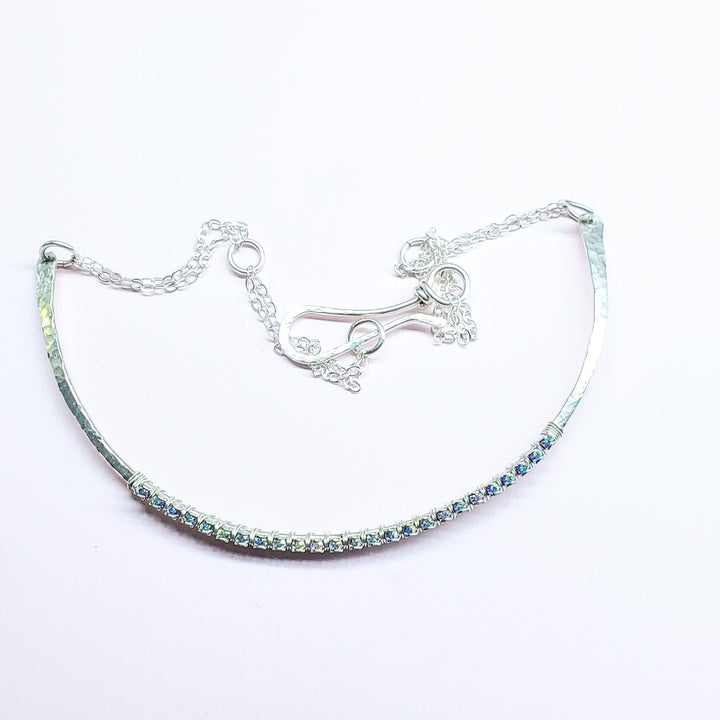 AMD1312 Heavy Gauge 925 Silver Wire Wrapped Swarovski Crystal Choker Necklace - Choker Necklace - Alexa Martha Designs   