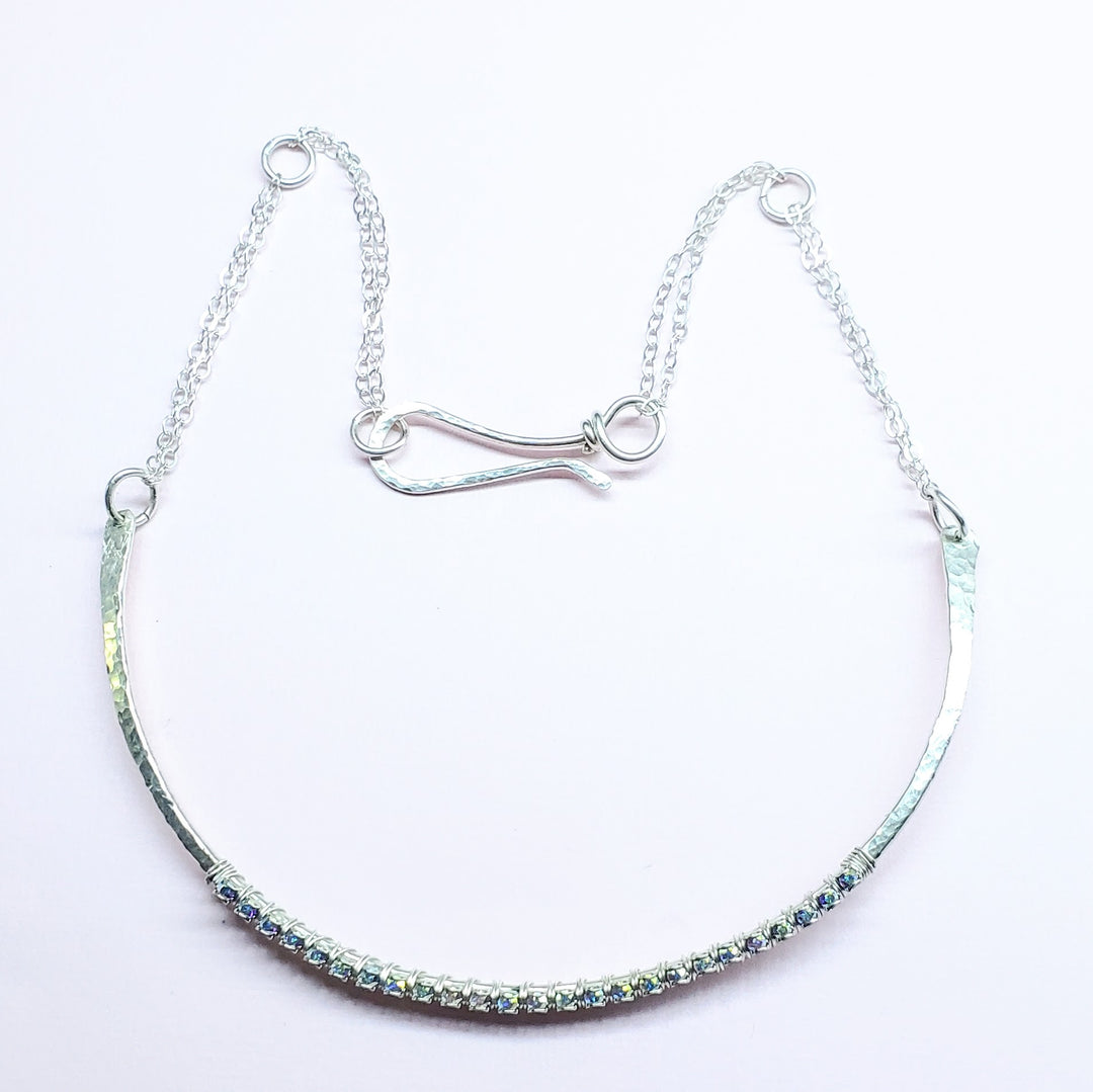 AMD1312 Heavy Gauge 925 Silver Wire Wrapped Swarovski Crystal Choker Necklace - Choker Necklace - Alexa Martha Designs   
