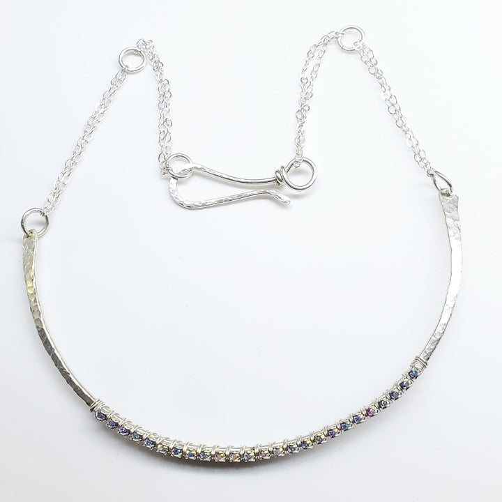 AMD1312 Heavy Gauge 925 Silver Wire Wrapped Swarovski Crystal Choker Necklace - Choker Necklace - Alexa Martha Designs   