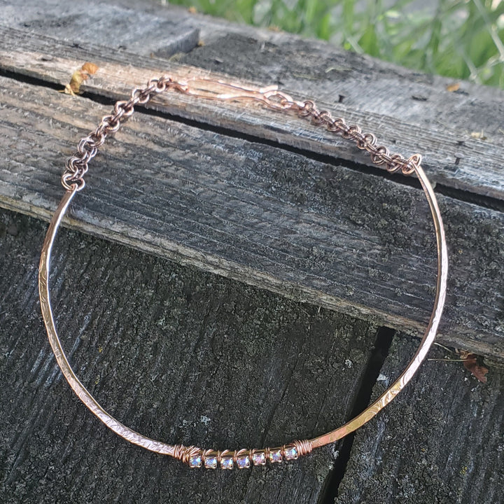 AMD1313-AMD1313-2-AMD1313-3 7 Years Anniversary Heavy 10 Gauge Copper Wire Wrapped  Super Sparkly Crystal Choker - Choker Necklace - Alexa Martha Designs   