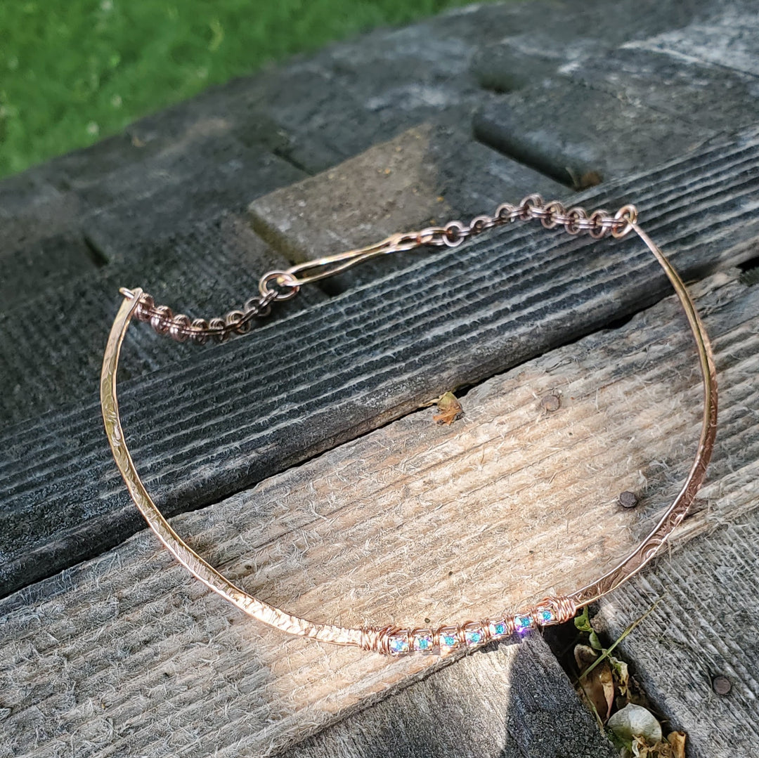 AMD1313-AMD1313-2-AMD1313-3 7 Years Anniversary Heavy 10 Gauge Copper Wire Wrapped  Super Sparkly Crystal Choker - Choker Necklace - Alexa Martha Designs   