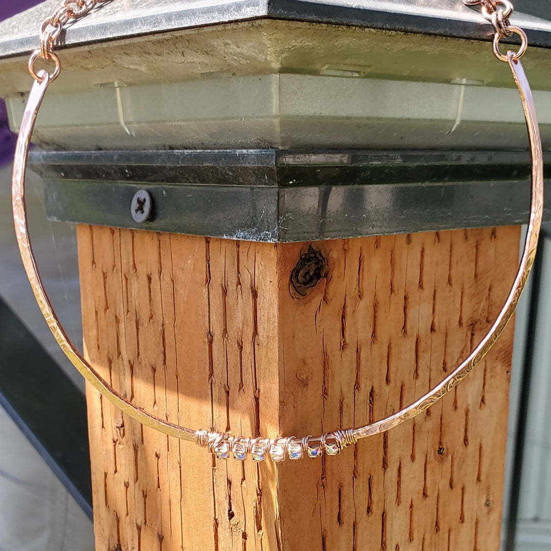 AMD1313-AMD1313-2-AMD1313-3 7 Years Anniversary Heavy 10 Gauge Copper Wire Wrapped  Super Sparkly Crystal Choker - Choker Necklace - Alexa Martha Designs   