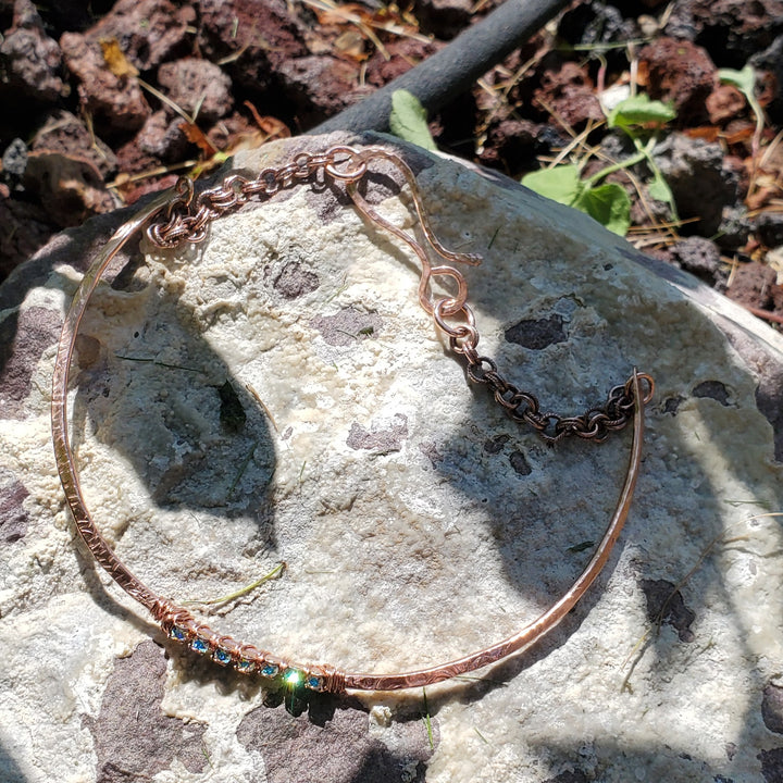 AMD1313-AMD1313-2-AMD1313-3 7 Years Anniversary Heavy 10 Gauge Copper Wire Wrapped  Super Sparkly Crystal Choker - Choker Necklace - Alexa Martha Designs   