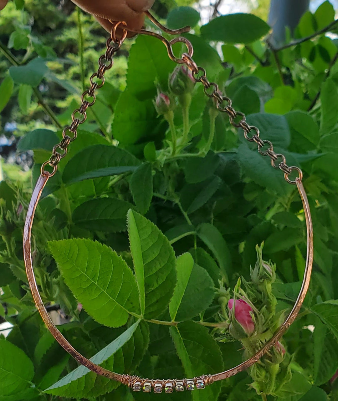 AMD1313-AMD1313-2-AMD1313-3 7 Years Anniversary Heavy 10 Gauge Copper Wire Wrapped  Super Sparkly Crystal Choker - Choker Necklace - Alexa Martha Designs   