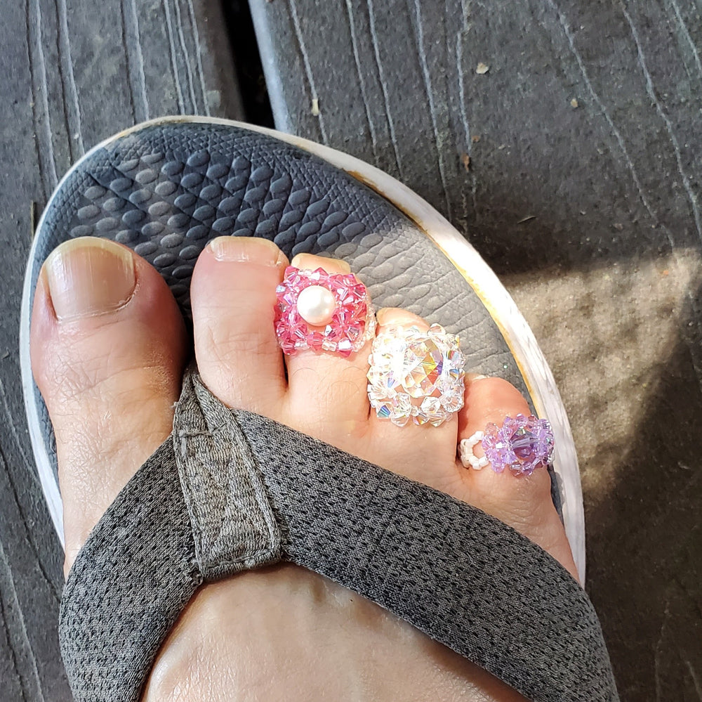 AMD1402-AMD1405-AMD1404-AMD1406-AMD1407-AMD1403-AMD1408-AMD1401 Handmade Beaded Swarovski Glamor Cocktail Toe-Pinky Rings - Ring/Toe Ring - Alexa Martha Designs   