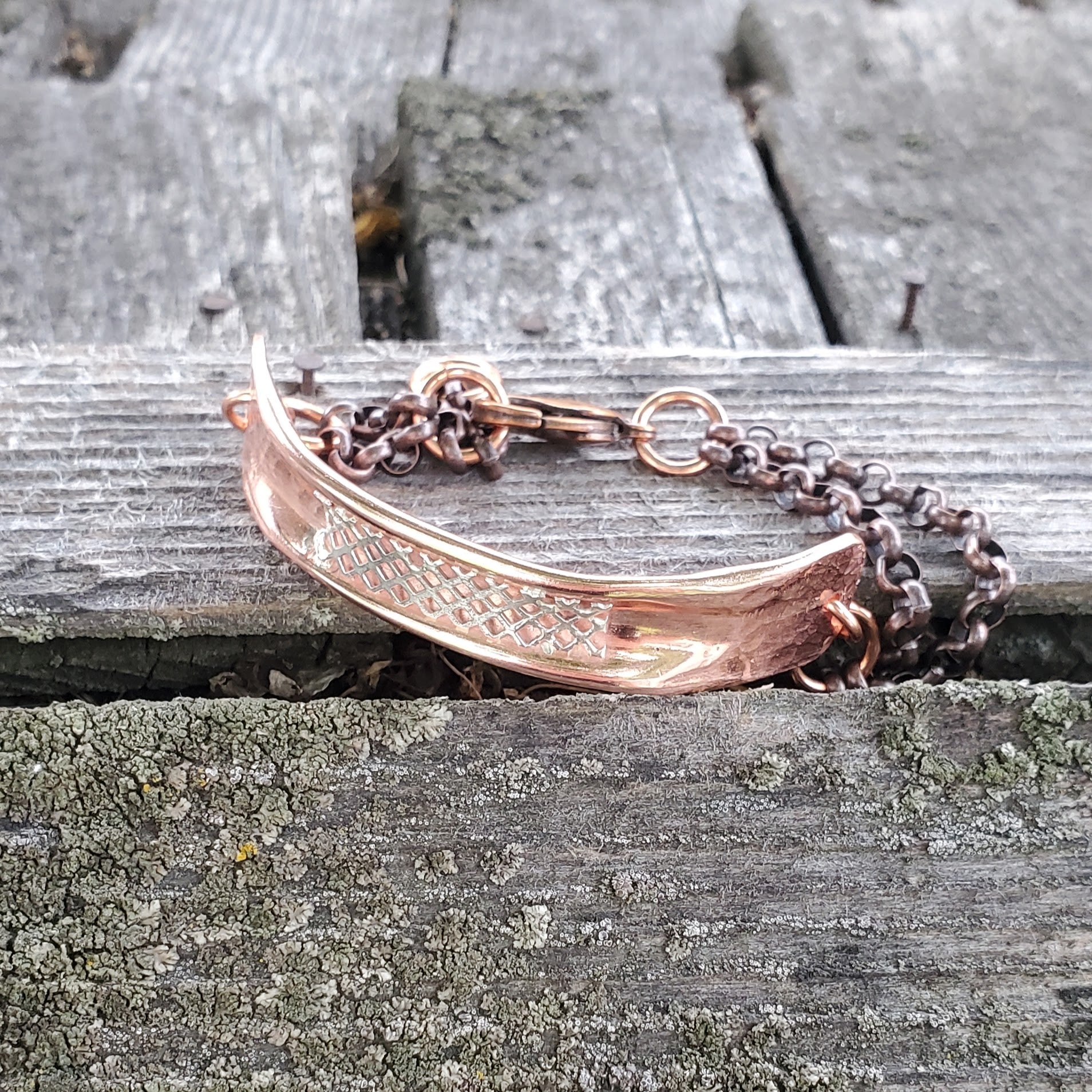AMD1321-AMD1321-2 Adjustable Handmade Sculpted Copper Channel Silver Mesh Cuff Bracelet - Cuff Bracelet - Alexa Martha Designs   9919830130992