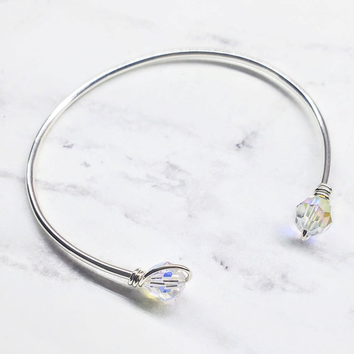 Handmade Silver Wire Wrapped Bead Ball End Cuff Bangles