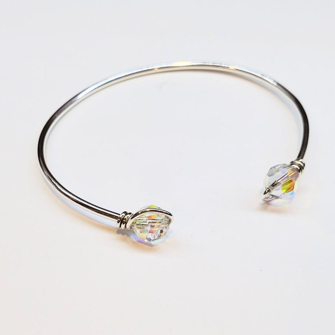 Handmade Silver Wire Wrapped Bead Ball End Cuff Bangles