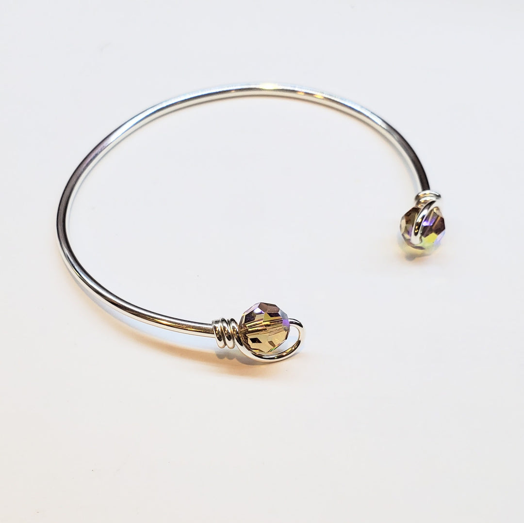 Handmade Silver Wire Wrapped Bead Ball End Cuff Bangles