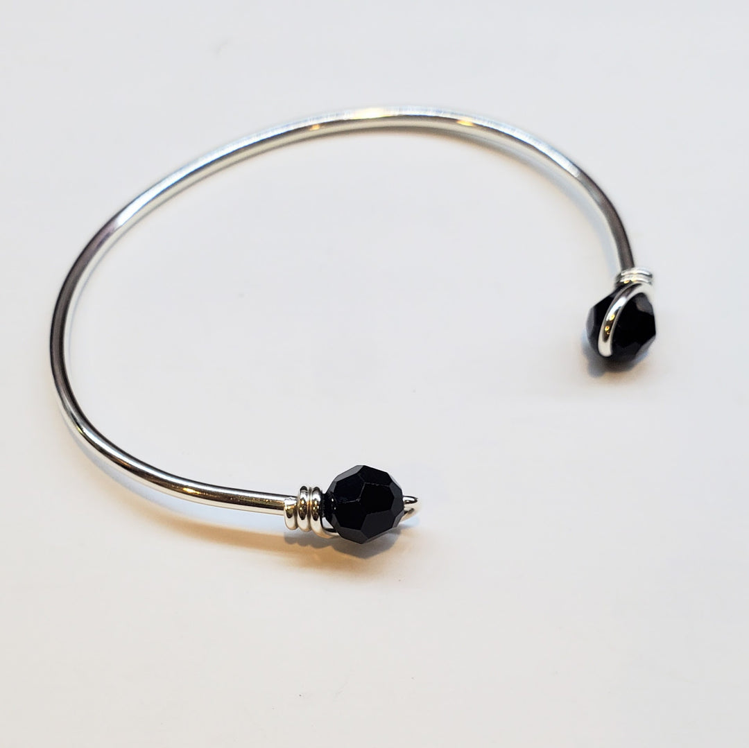 Handmade Silver Wire Wrapped Bead Ball End Cuff Bangles