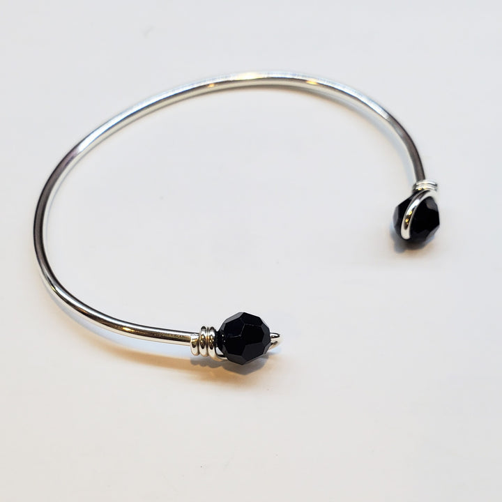 Handmade Silver Wire Wrapped Bead Ball End Cuff Bangles