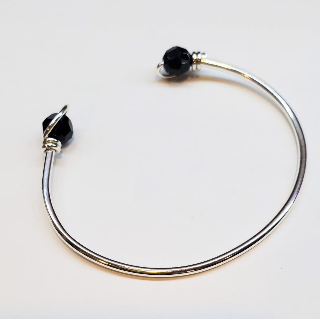 Handmade Silver Wire Wrapped Bead Ball End Cuff Bangles