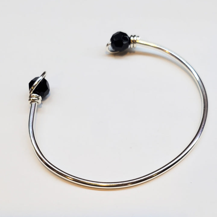 Handmade Silver Wire Wrapped Bead Ball End Cuff Bangles