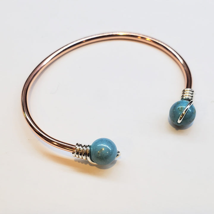 Handmade Silver Wire Wrapped Bead Ball End Cuff Bangles