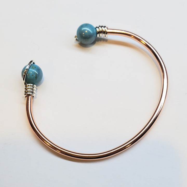 Handmade Silver Wire Wrapped Bead Ball End Cuff Bangles