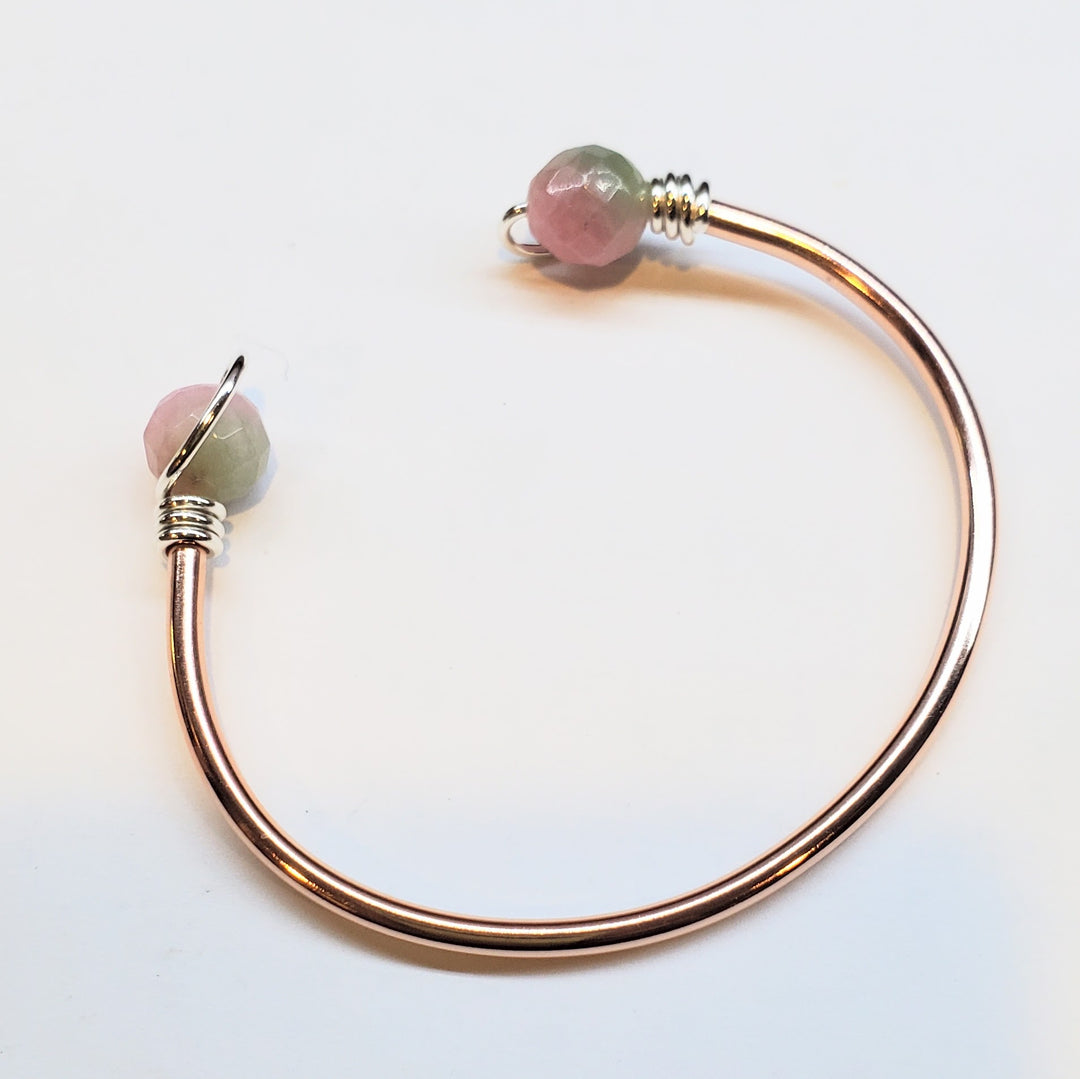 Handmade Silver Wire Wrapped Bead Ball End Cuff Bangles