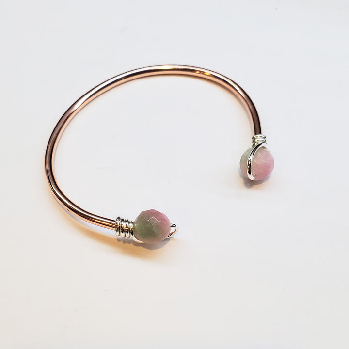 Handmade Silver Wire Wrapped Bead Ball End Cuff Bangles