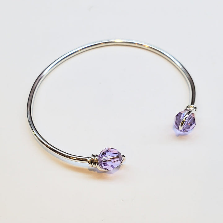 Handmade Silver Wire Wrapped Bead Ball End Cuff Bangles