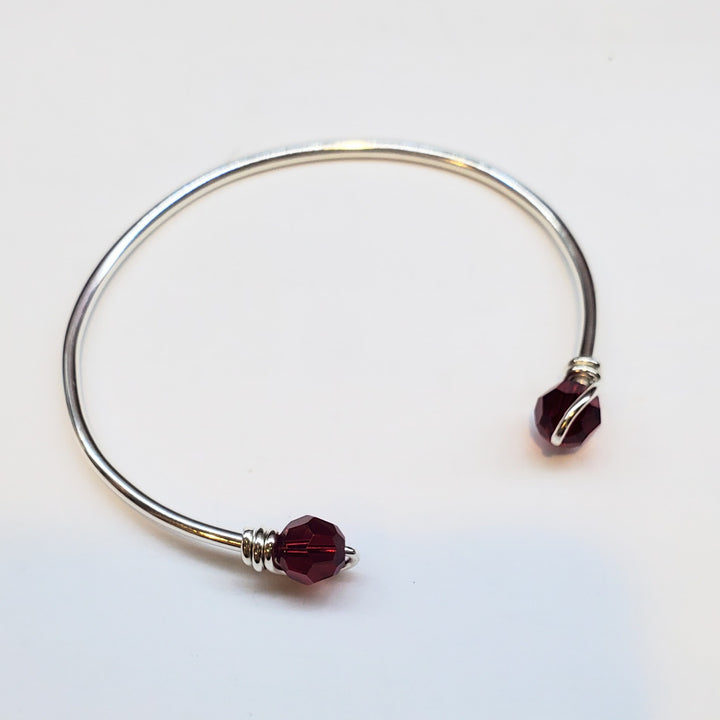 Handmade Silver Wire Wrapped Bead Ball End Cuff Bangles