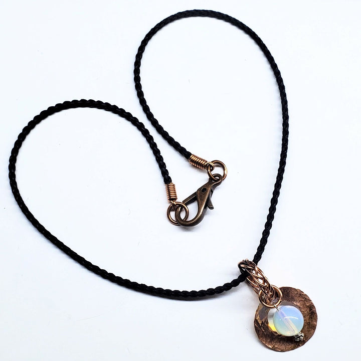 Handmade Copper 5 Wire Braided Bail Gemstone Hammered Copper Donut Pendant Necklace