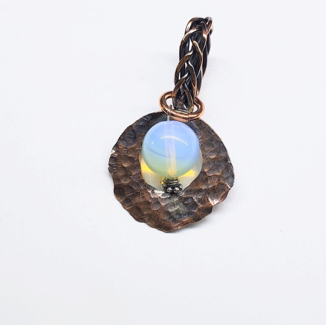 Handmade Copper 5 Wire Braided Bail Gemstone Hammered Copper Donut Pendant Necklace