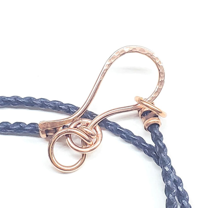 Reversible Copper Wire Wrapped Dancing Ballerina Teal Dyed Kiwi Stone Pendant Necklace