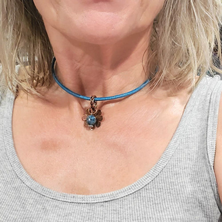 Large Braided Bail Larimar Blue Crazy Lace Bead Pendant with Various Order Options