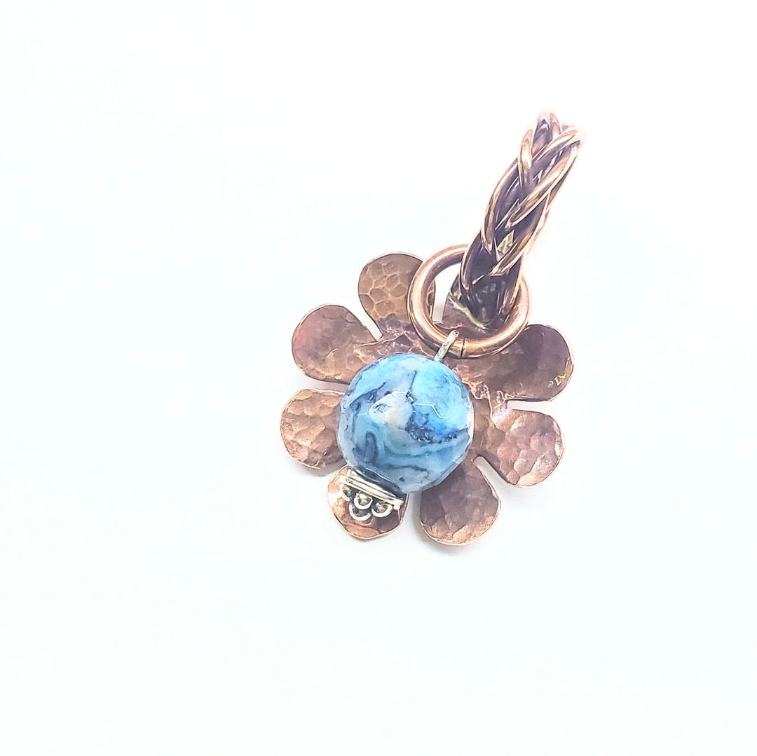 Large Braided Bail Larimar Blue Crazy Lace Bead Pendant with Various Order Options