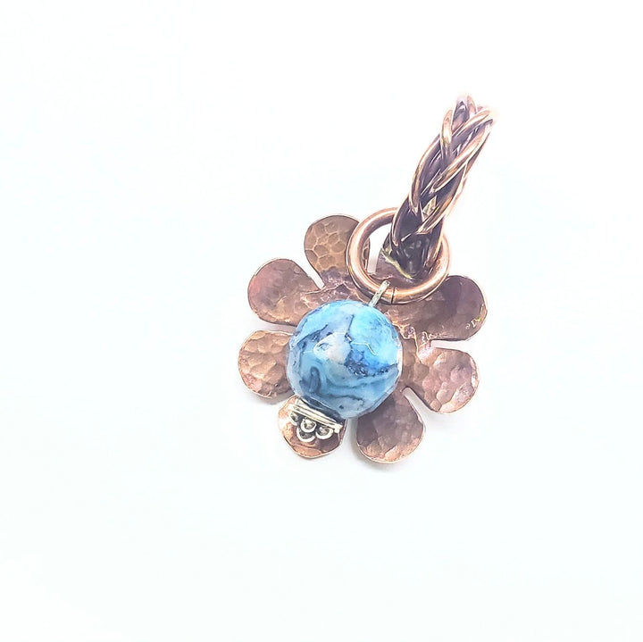 Large Braided Bail Larimar Blue Crazy Lace Bead Pendant with Various Order Options