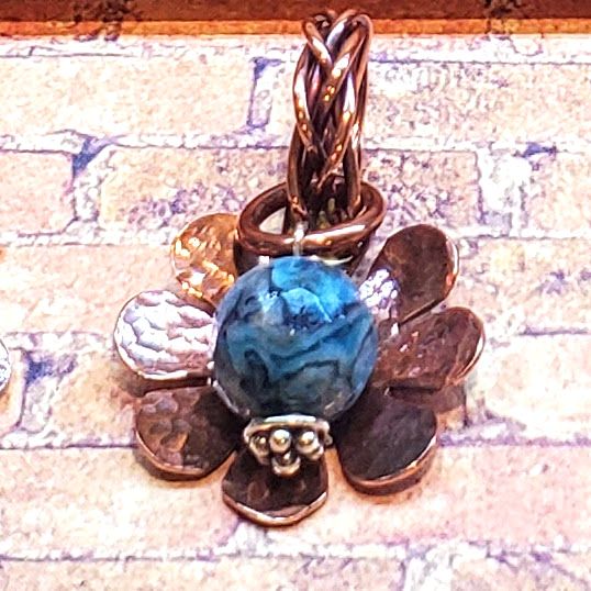 Large Braided Bail Larimar Blue Crazy Lace Bead Pendant with Various Order Options