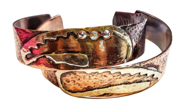 Copper Sculpted Angel Wing Frame Cuff Bracelet