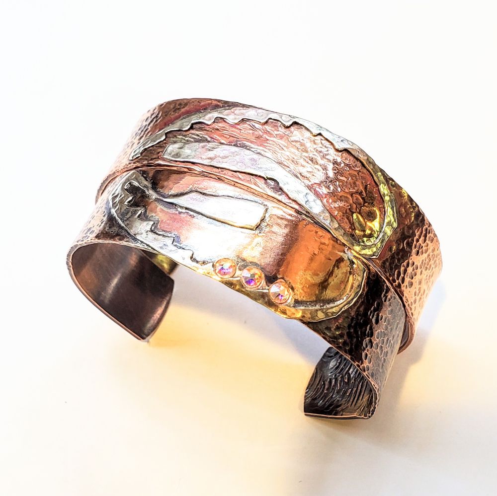 Copper Sculpted Angel Wing Frame Cuff Bracelet