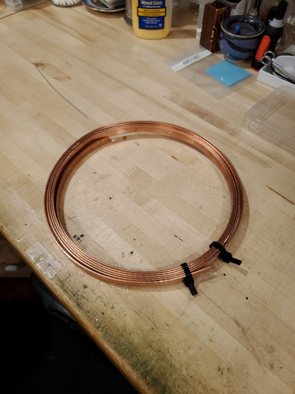 His and Her Copper Embossed Weave Cuff Set 16 Gauge