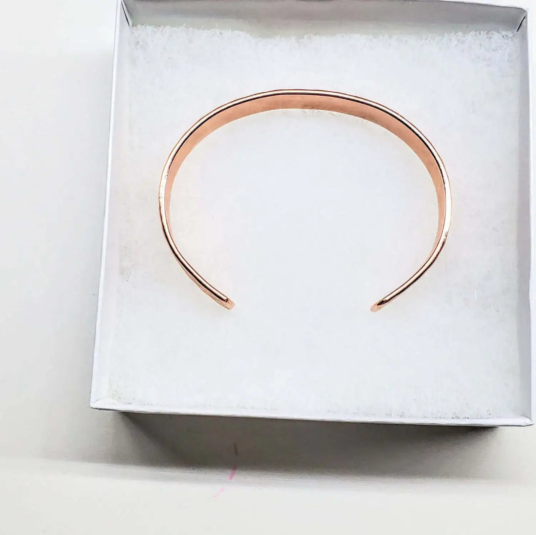 His and Her Copper Embossed Weave Cuffs 16 Gauge - Handmade matching copper cuff bracelet in display box.