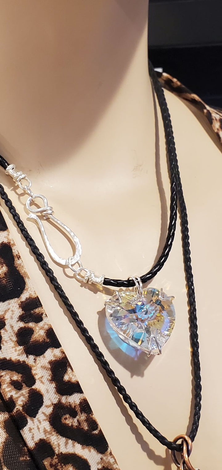 Be My Valentine Silver Set Crystal Heart Choker