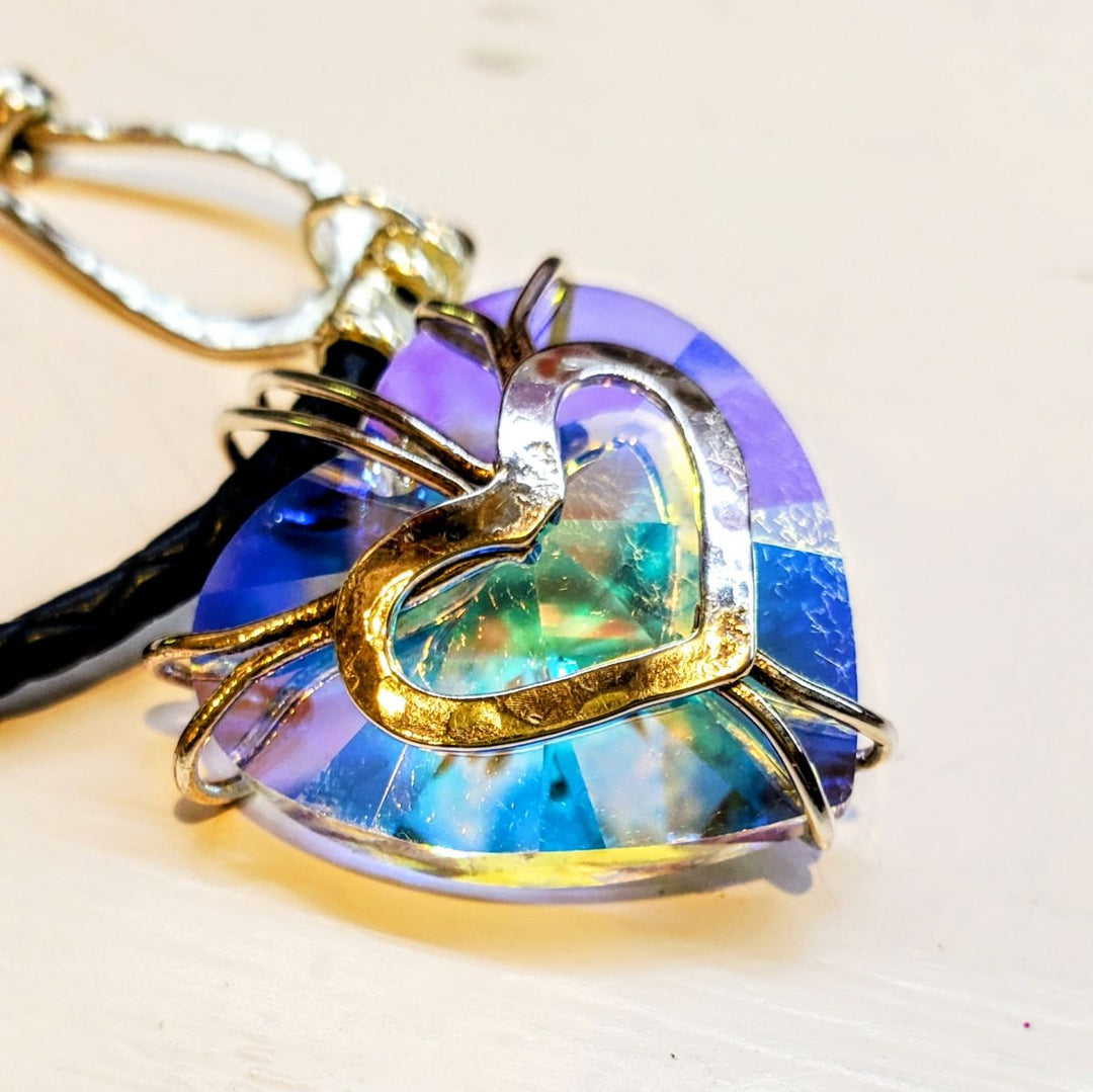 Be My Valentine Silver Set Crystal Heart Choker