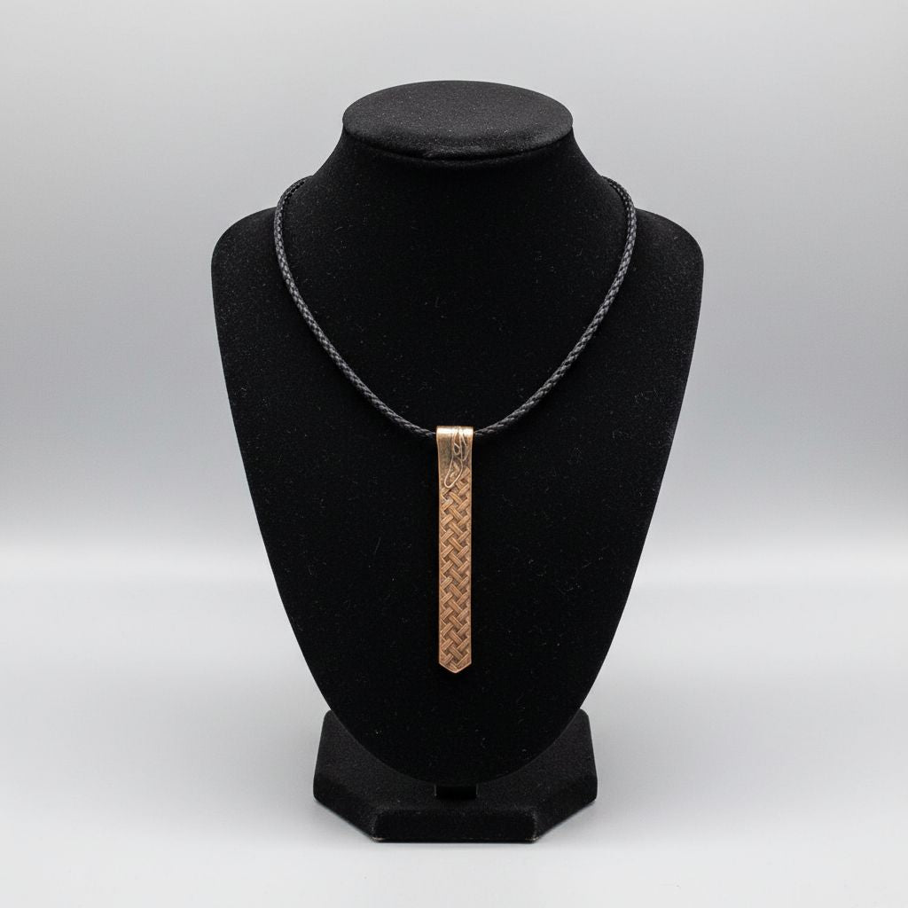 Copper Weave Embossed Necktie Necklace