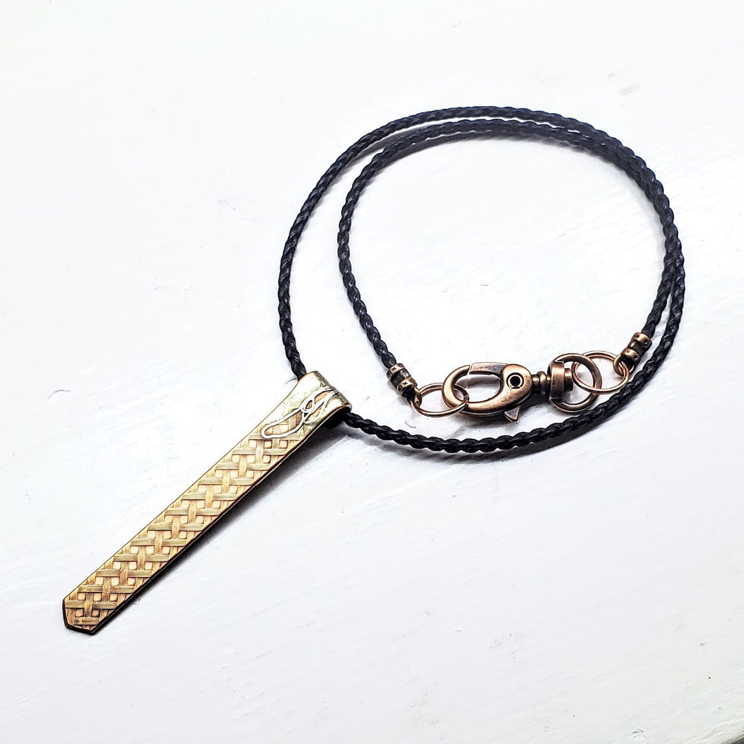 Copper Weave Embossed Necktie Necklace