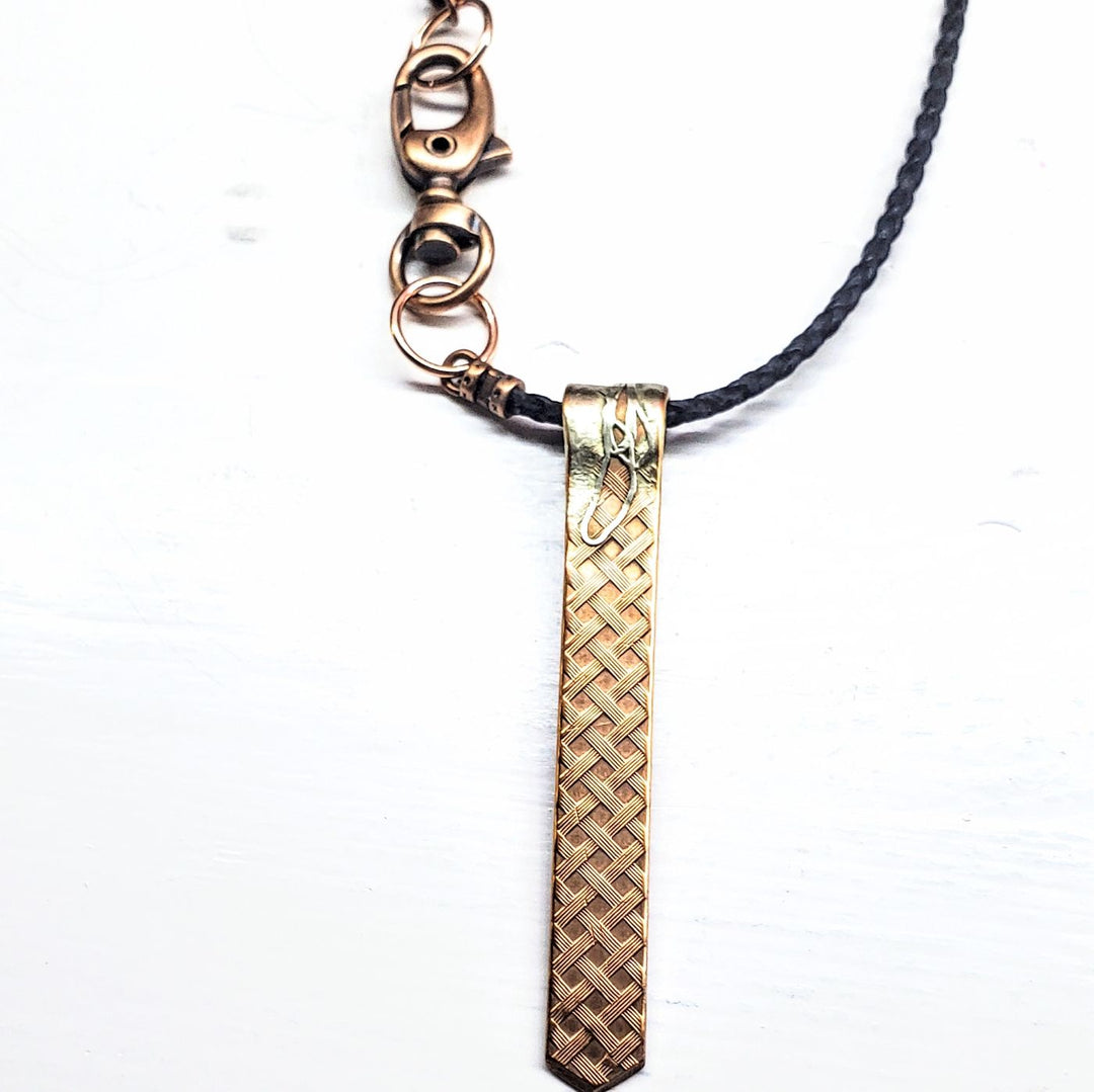Copper Weave Embossed Necktie Necklace